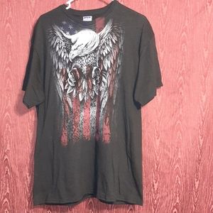 PRO WEIGHT TEE SHIRT BLACK AMERICAN FLAG WITH EAGLE MEN'S SIZE L NWOT